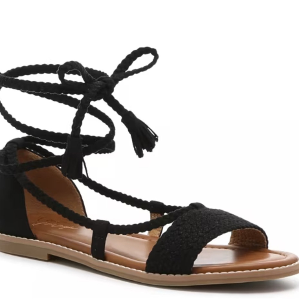 Women's Black Lace-Up Sandals